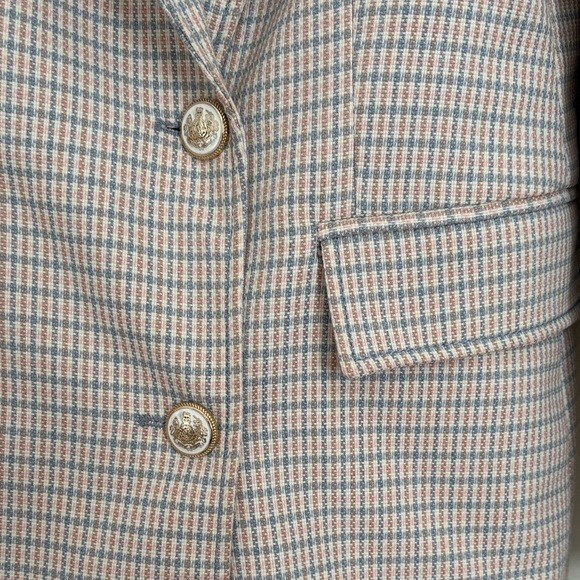 Zara Women's Checkered Blazer in Cream, Brown and blue - Picture 5 of 7